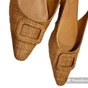 Kenzie Poppi Raffia Flat Slingback - Size 10